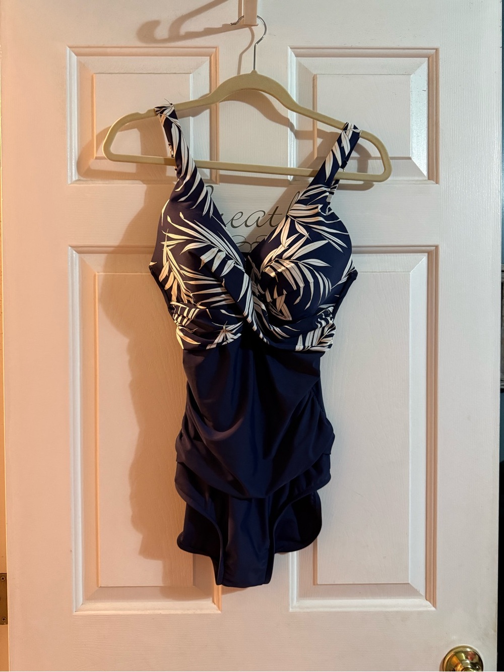 Maxine of Hollywood Navy and White Palm-Print Women’s One-Piece Swimsuit
